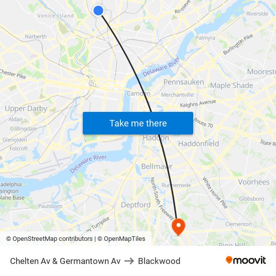 Chelten Av & Germantown Av to Blackwood map