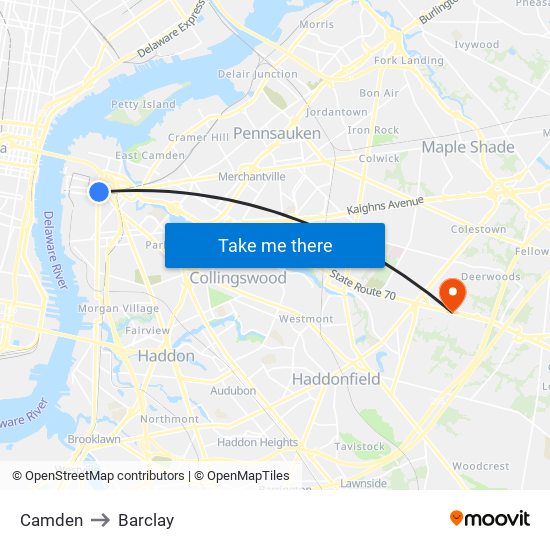 Camden to Barclay map