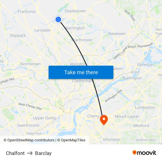 Chalfont to Barclay map