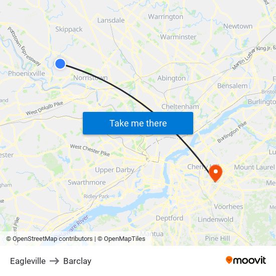 Eagleville to Barclay map