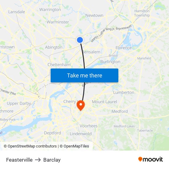 Feasterville to Barclay map