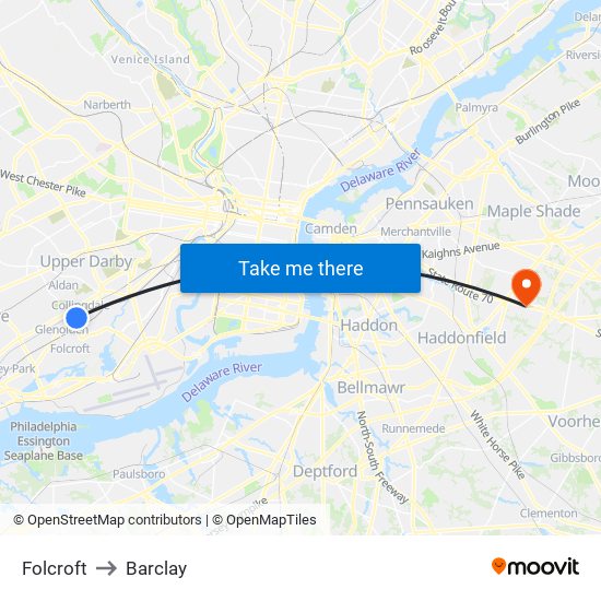Folcroft to Barclay map