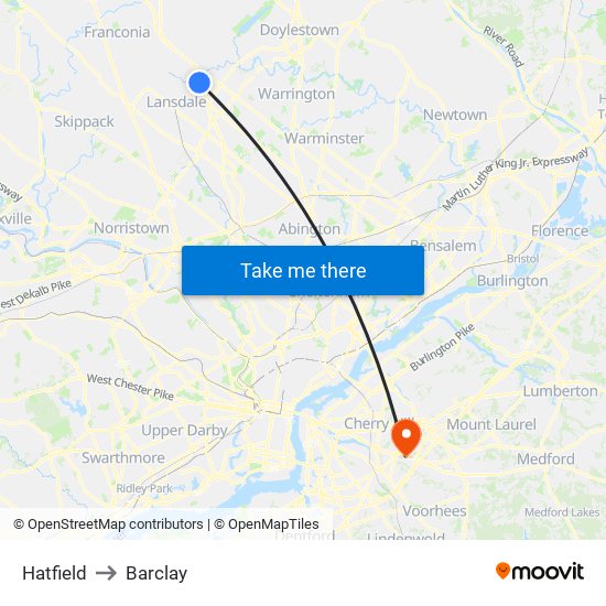 Hatfield to Barclay map