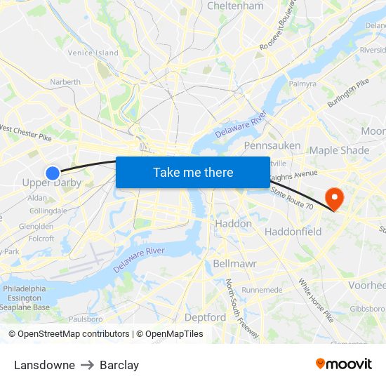 Lansdowne to Barclay map