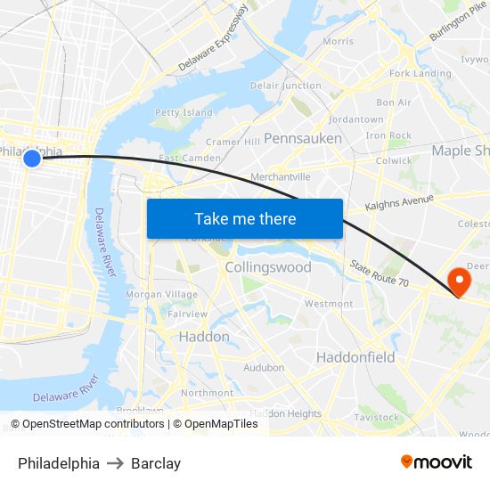 Philadelphia to Barclay map