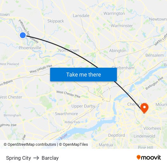 Spring City to Barclay map