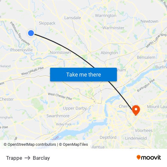 Trappe to Barclay map