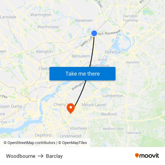 Woodbourne to Barclay map