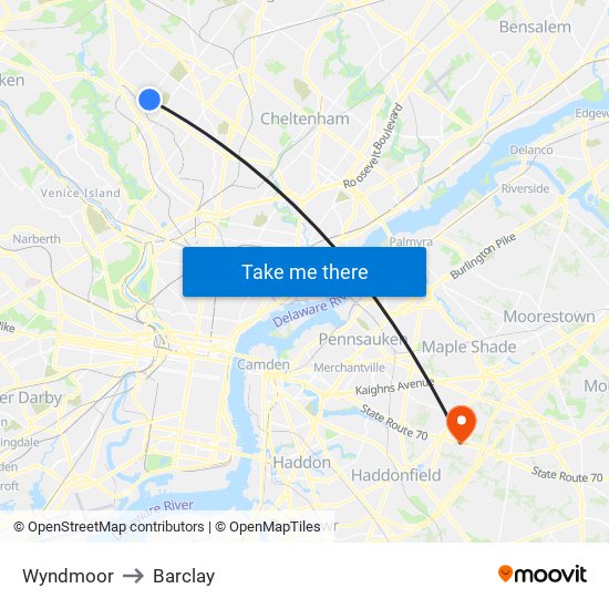 Wyndmoor to Barclay map