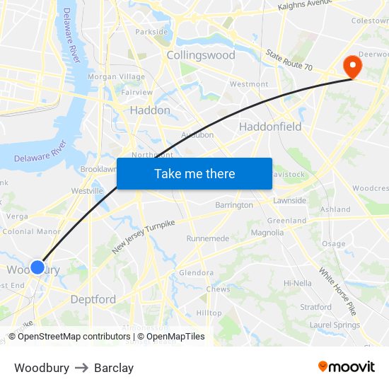 Woodbury to Barclay map