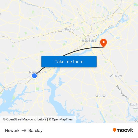 Newark to Barclay map