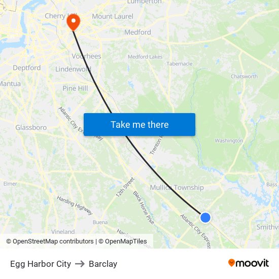 Egg Harbor City to Barclay map