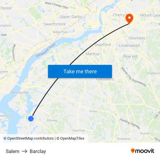 Salem to Barclay map