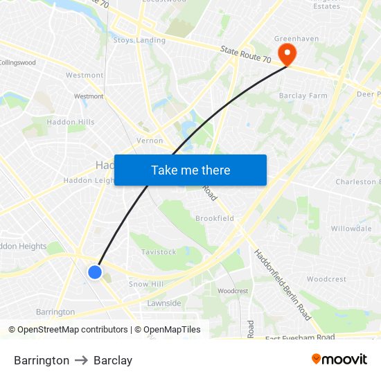 Barrington to Barclay map