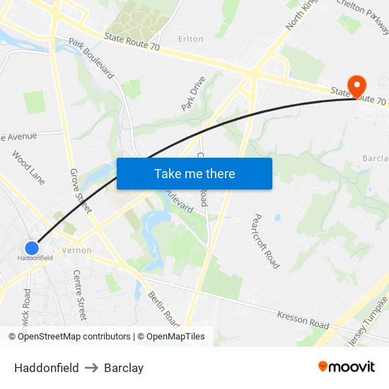 Haddonfield to Barclay map