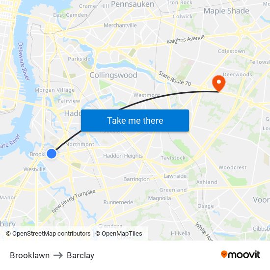 Brooklawn to Barclay map