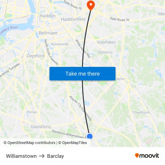 Williamstown to Barclay map