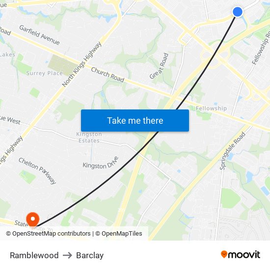 Ramblewood to Barclay map