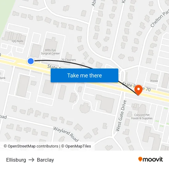 Ellisburg to Barclay map
