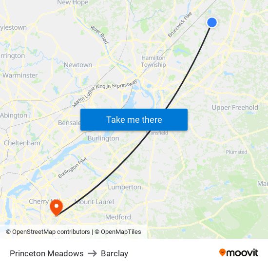 Princeton Meadows to Barclay map