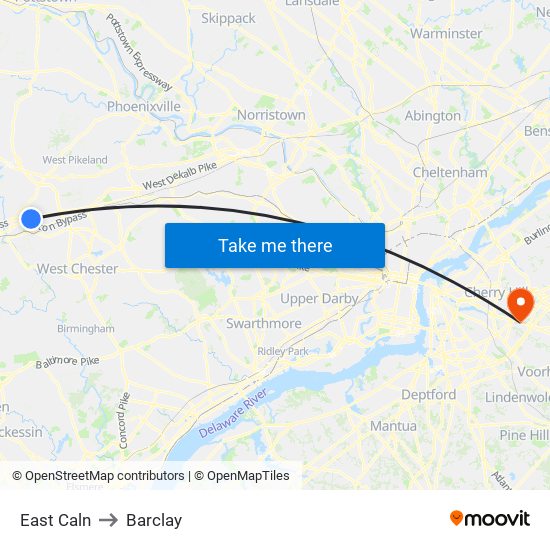 East Caln to Barclay map