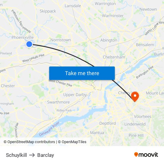 Schuylkill to Barclay map