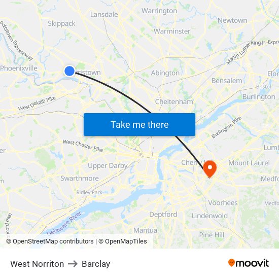 West Norriton to Barclay map