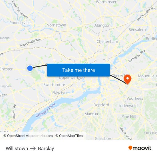 Willistown to Barclay map