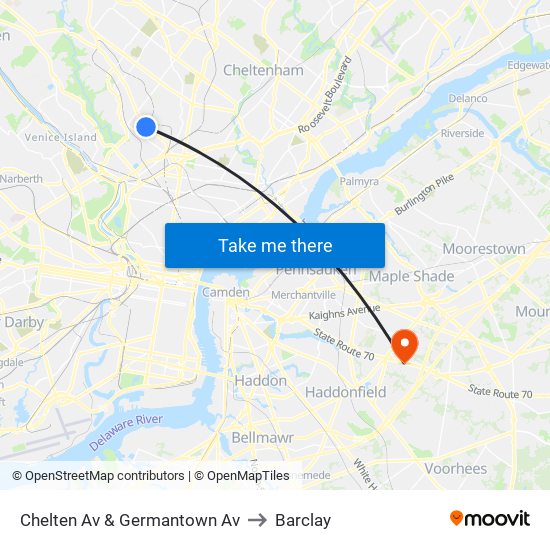 Chelten Av & Germantown Av to Barclay map