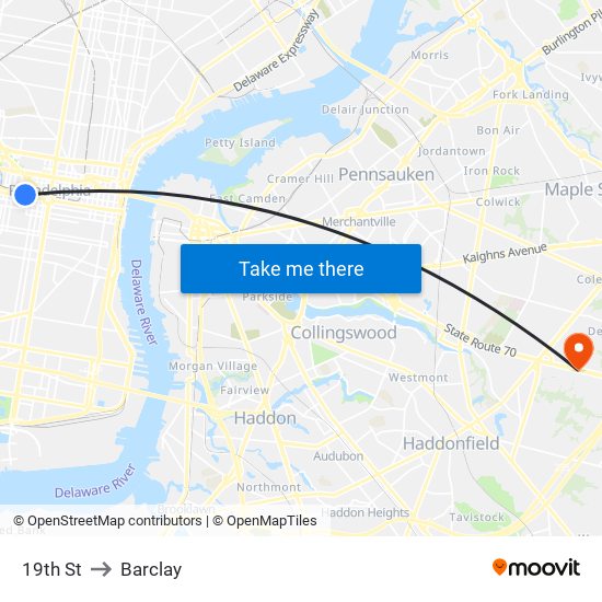 19th St to Barclay map