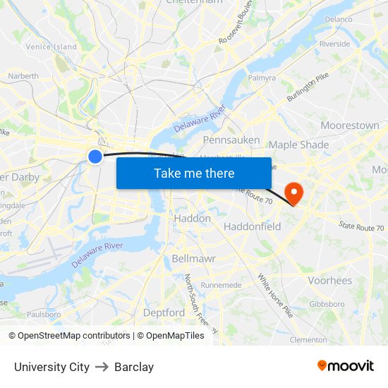 University City to Barclay map