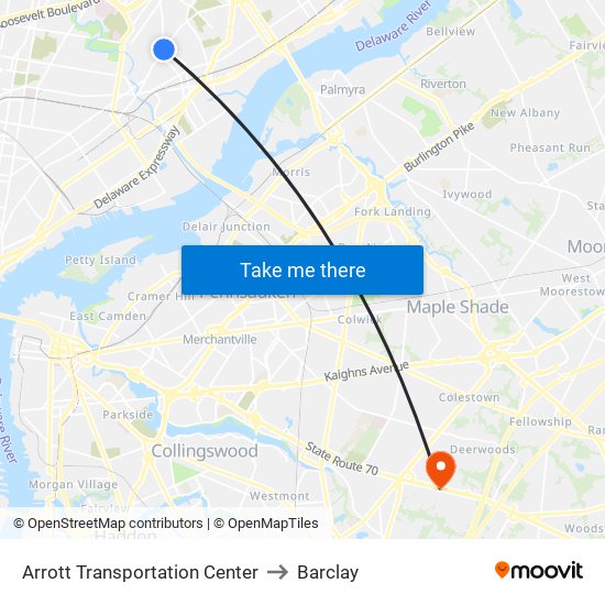 Arrott Transportation Center to Barclay map