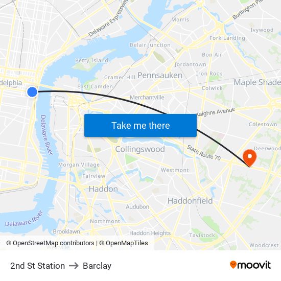 2nd St Station to Barclay map