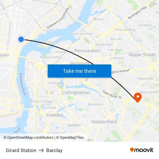 Girard Station to Barclay map