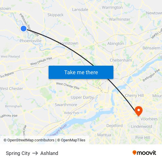 Spring City to Ashland map