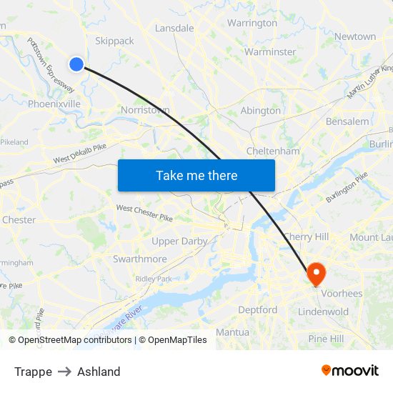 Trappe to Ashland map