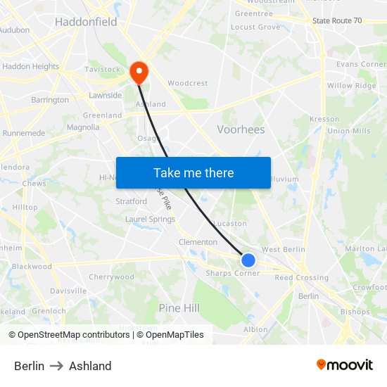 Berlin to Ashland map