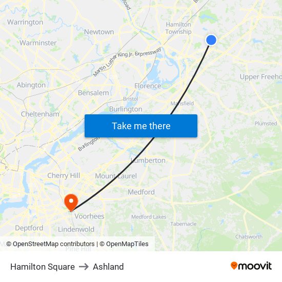 Hamilton Square to Ashland map