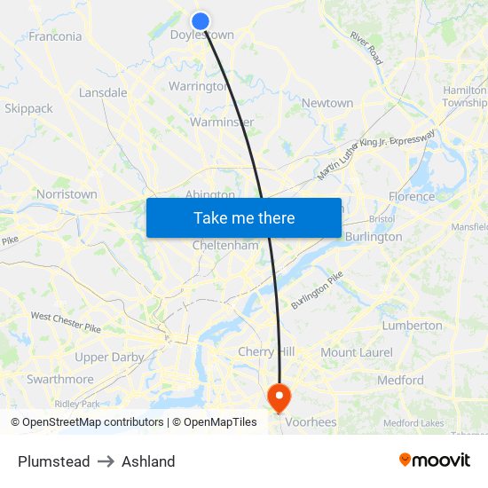 Plumstead to Ashland map