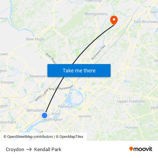 Croydon to Kendall Park map