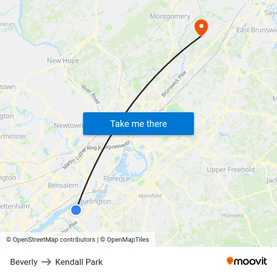 Beverly to Kendall Park map