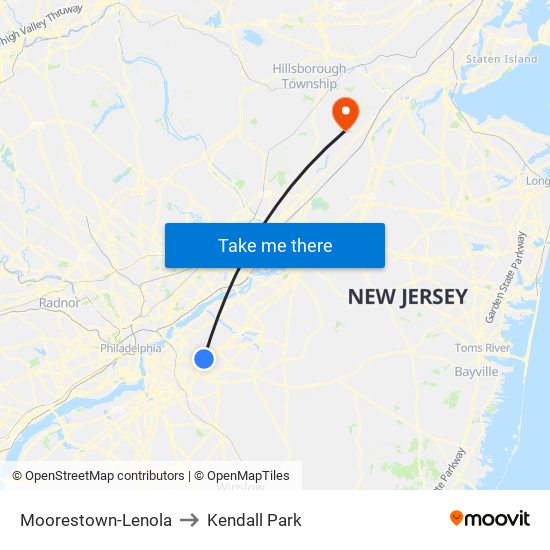 Moorestown-Lenola to Kendall Park map