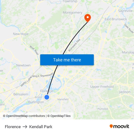 Florence to Kendall Park map