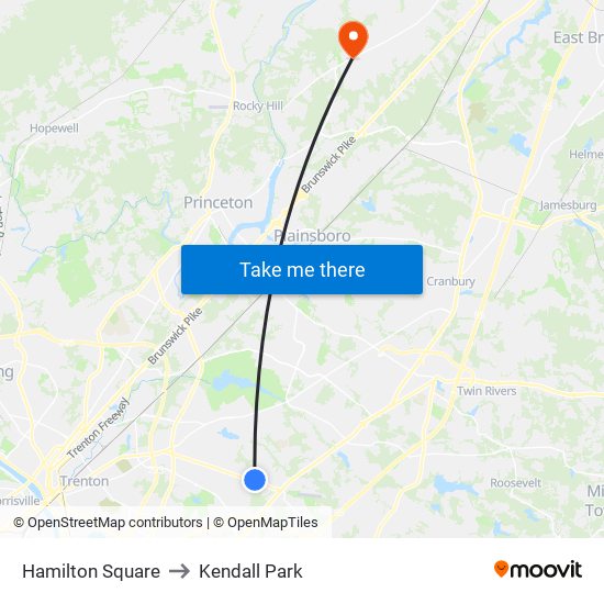 Hamilton Square to Kendall Park map