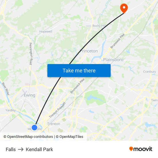 Falls to Kendall Park map