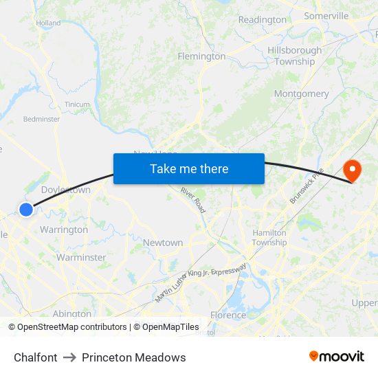 Chalfont to Princeton Meadows map