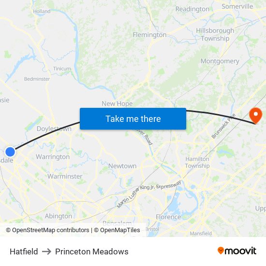 Hatfield to Princeton Meadows map