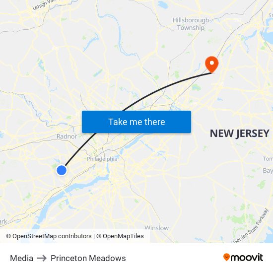 Media to Princeton Meadows map