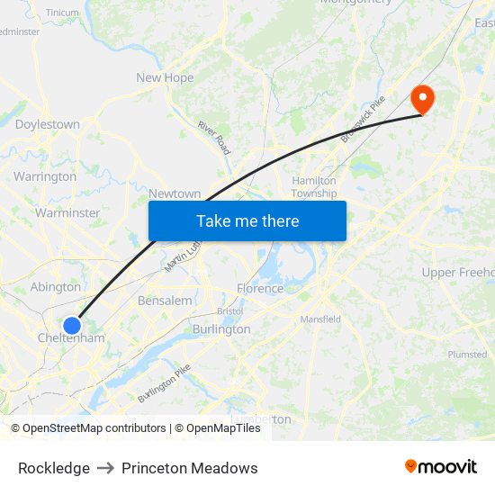 Rockledge to Princeton Meadows map