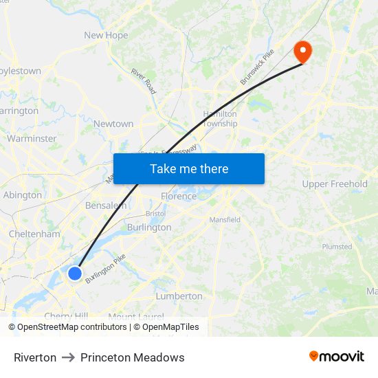 Riverton to Princeton Meadows map